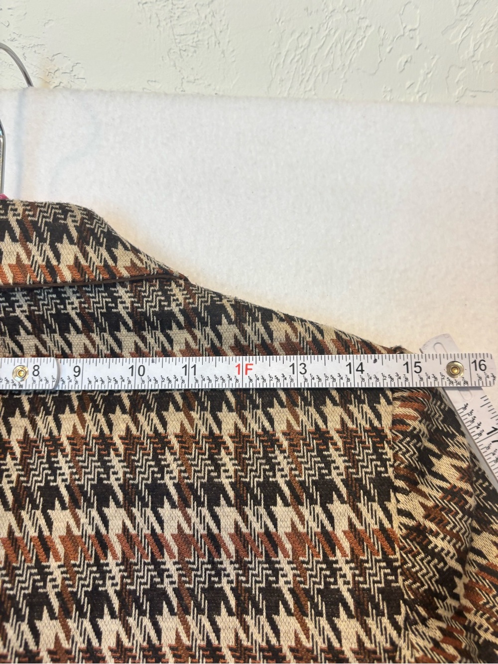 Tommy Hilfiger Houndstooth Plaid Blazer Jacket Elbow Patches Size 0 Equestrian - Picture 8 of 11